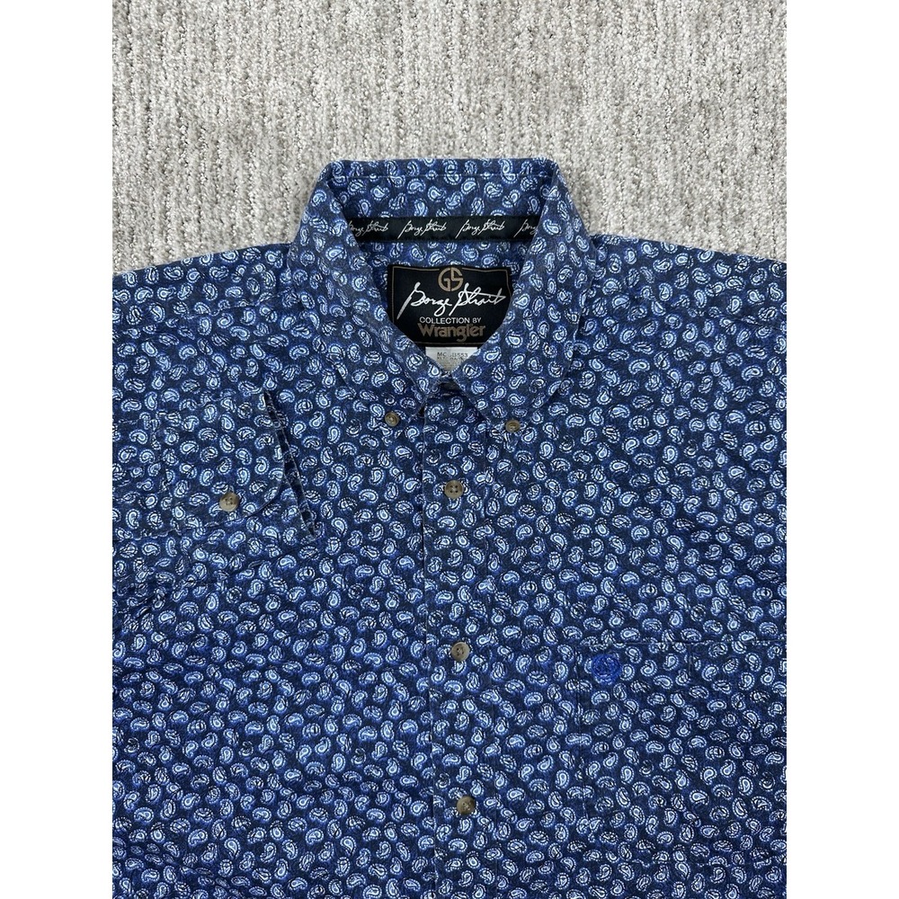 Wrangler‎ George Straight Men's Size XLT Blue Paisley Button Down Shirt